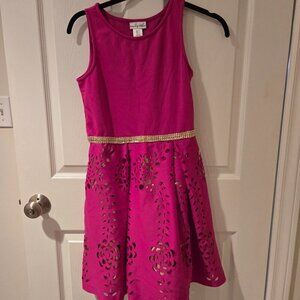 NWT Emily West Lasercut Pink Sleeveless Dress 14